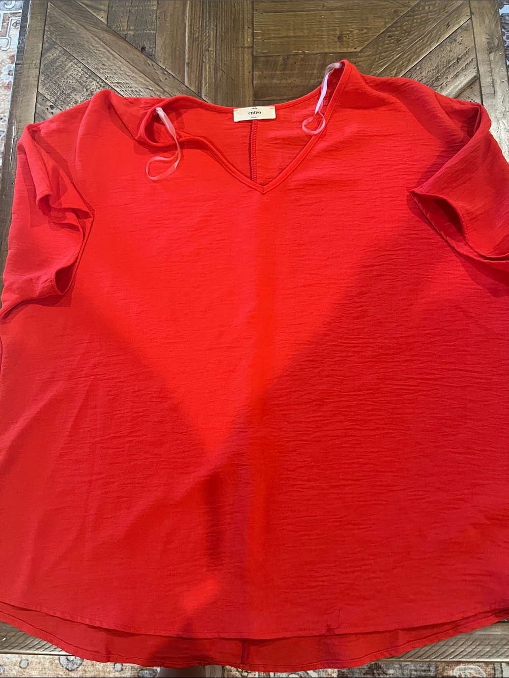 entro Bright Red V-Neck Women's Tunic Top